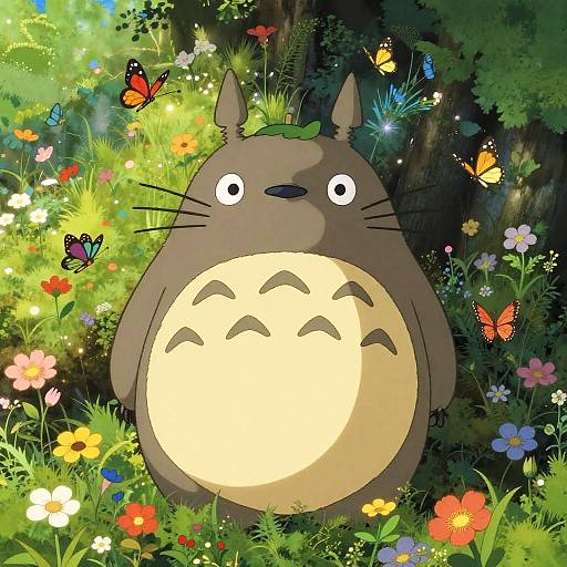 Totoro in Mystical Flower Meadow