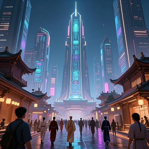 Futuristic City Blending Ancient Culture