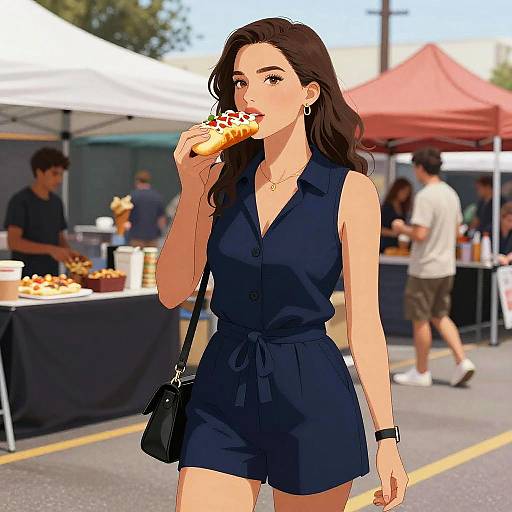 Woman Enjoying LA Food Fair Vividly