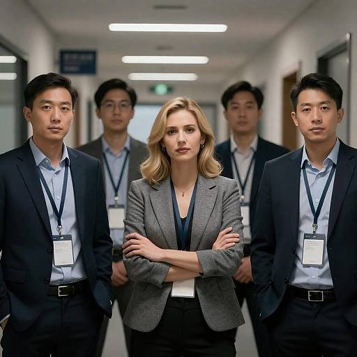 Corporate Team in Dim Hallway