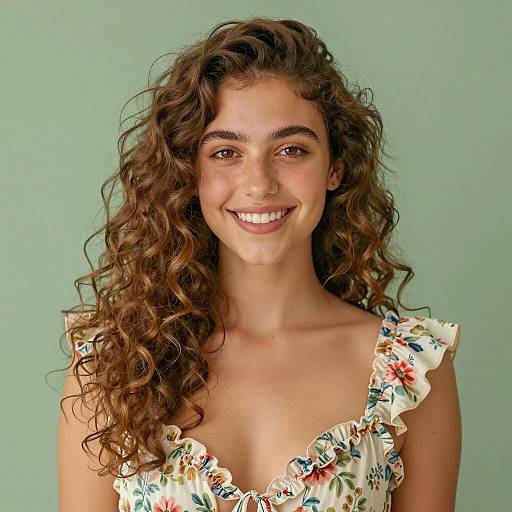 Beautiful Young Woman in Floral Dress