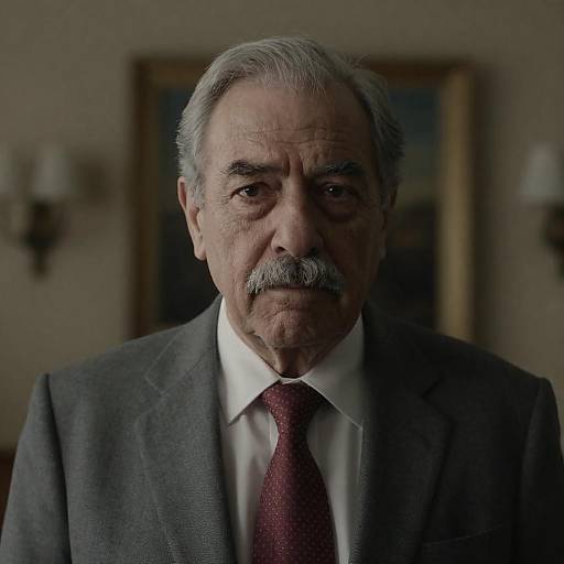 Serious Elderly Man in Gray Suit