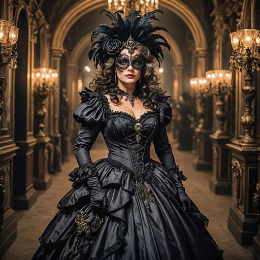 Woman in Gothic Masquerade Ball Gown