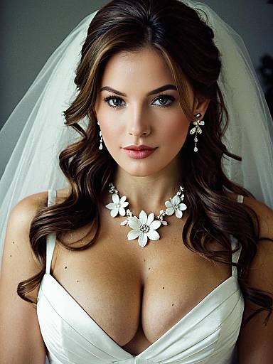 Realistic Bride with Floral Hairpiece