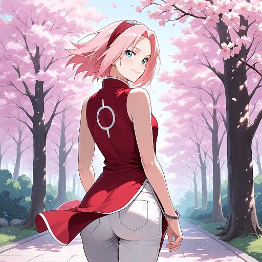 Sakura Smiling Amid Cherry Blossoms