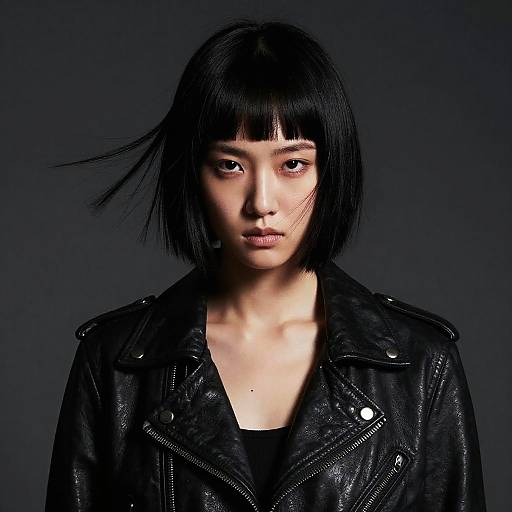 Edgy Blunt Bangs Fashion Portrait