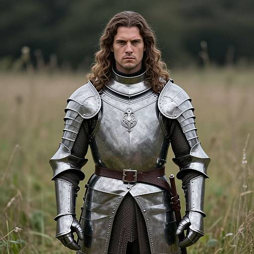 Medieval Knight in Silver Armor
