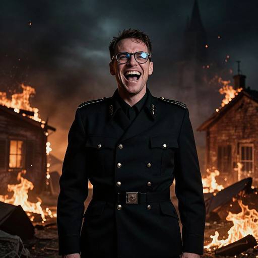 Maniacal Laughter Amid Fiery Chaos