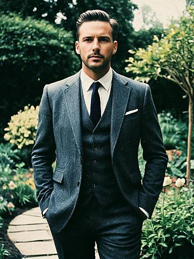 Stylish Man in Garden Suit