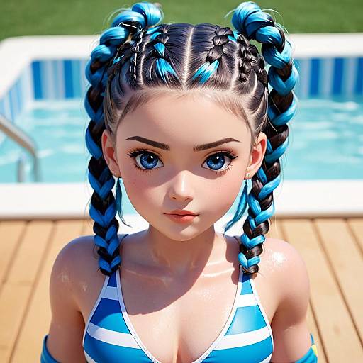 Cute Girl with Quad Braids