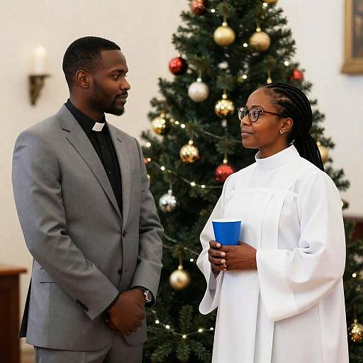 Church Clergy Conversation During Christmas