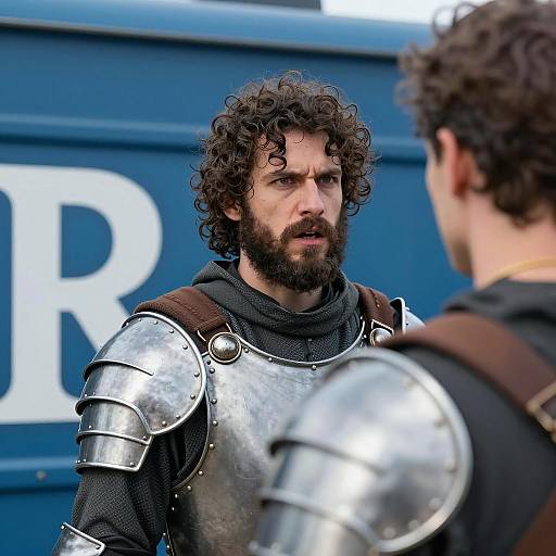 Intense Medieval Duel with Graffiti Background