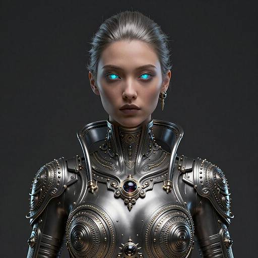 Intricate Cyberpunk Woman in Dark Mode