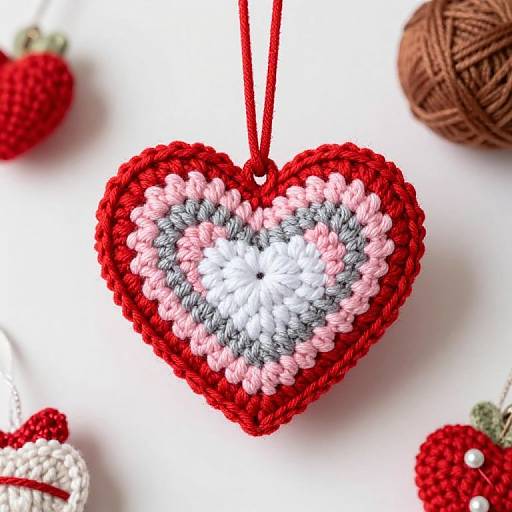 Vibrant Crochet Heart Ornament
