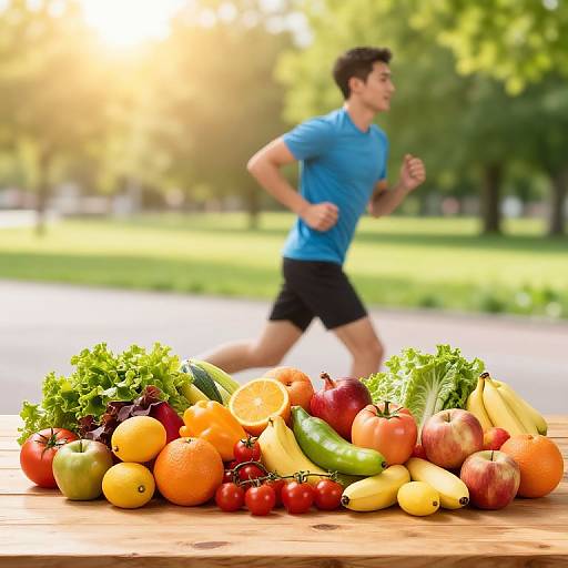 Healthy Lifestyle with Fresh Foods and Jogging