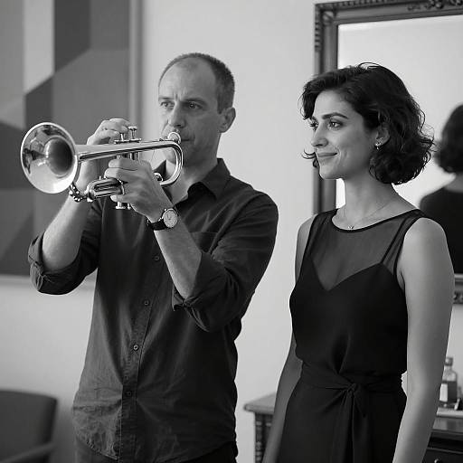 Elegant Jazz Duo in Monochrome