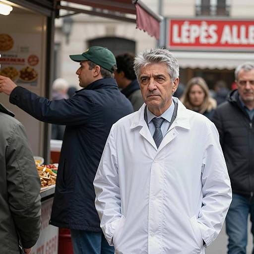 Busy Urban Street Scene with Vendor