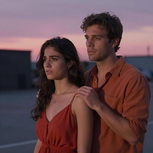 Romantic Sunset with Concerned Emotions