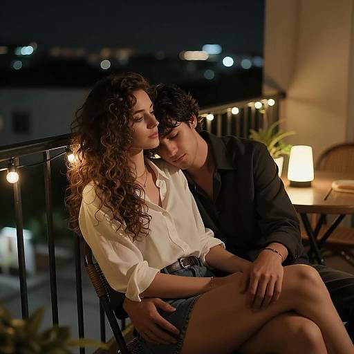 Couple on Balcony at Night