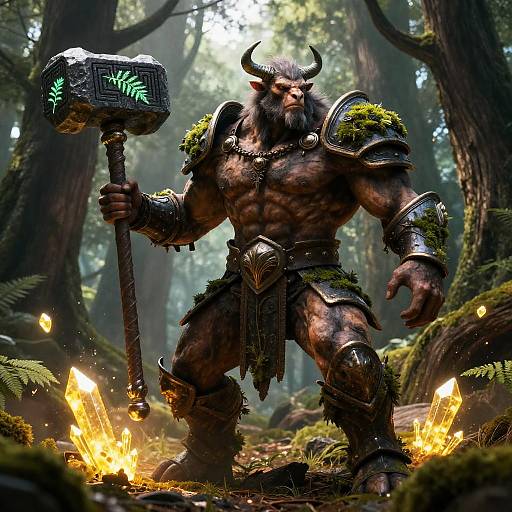 Sylvan Minotaur Sentinel Wielding Basalt Warhammer