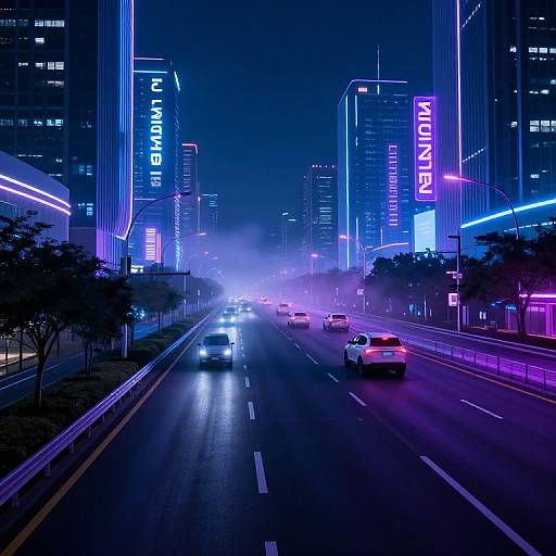 Cyberpunk Futuristic U.S. Highway Scene