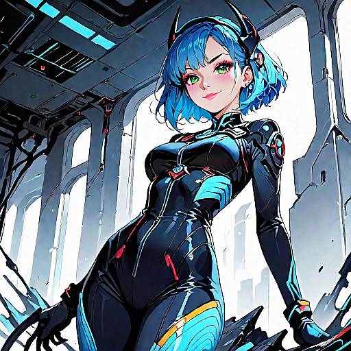 Blue-Haired Anime Villainess Pose