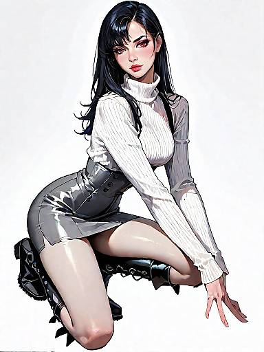 Chic Woman in Stylish Bodysuit and Skirt