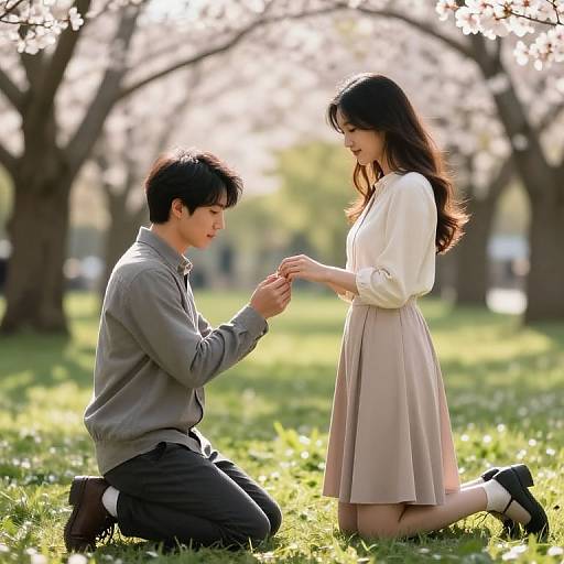 Springtime Proposal in Serene Park