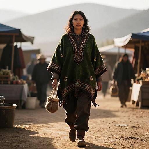 Sunlit Highland Nomadic Herbalist at Dawn