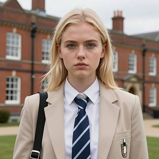 Young Woman in Sixth Form School Uniform