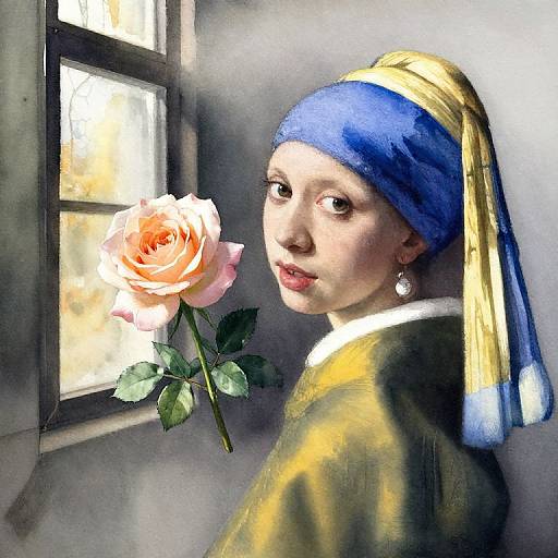 Vermeer Style Roses in Window Light