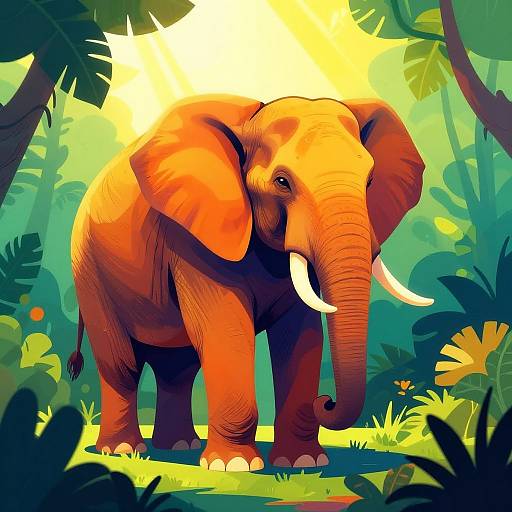Vibrant Elephant in Lush Jungle