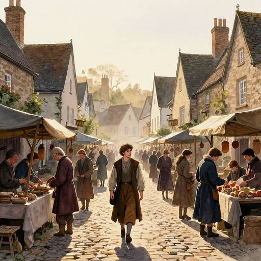 Medieval Village Market at Dawn