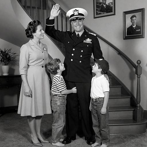 Nostalgic Family Portrait with Naval Officer