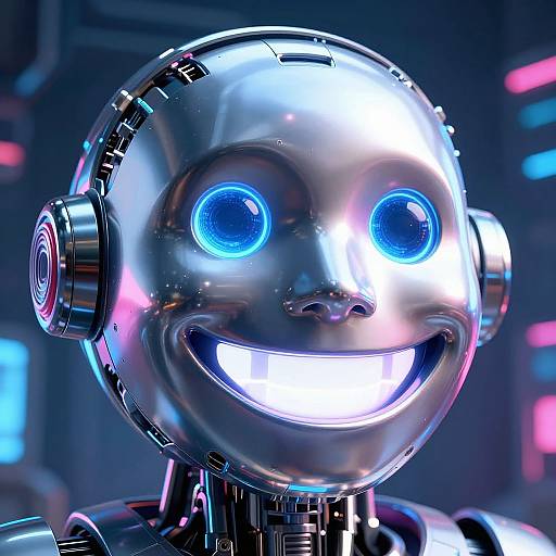Cyberpunk Metallic Smiley Face