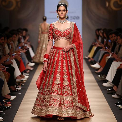 Vibrant Red Gota Patti Lehenga Showcase