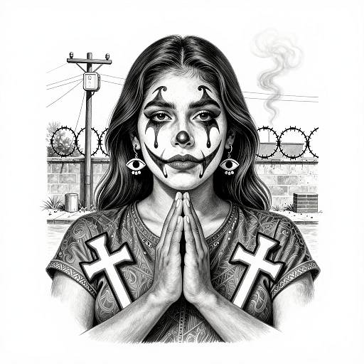 Chicano Art: Tear-Streaked Mujer Illustration