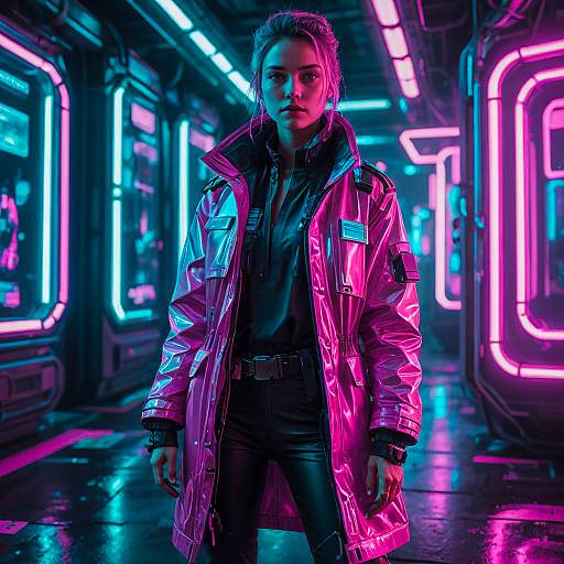 Cyberpunk Detective Outfit with Neon Accents
