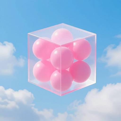 Dreamlike Azure Sky with Translucent Cubes