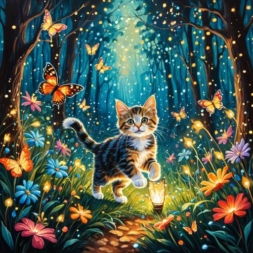 Playful Kitten in Enchanted Forest Playful Kitten in Enchanted Forest