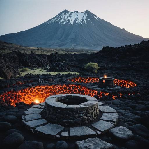 Majestic Lava Field with Ancient Well