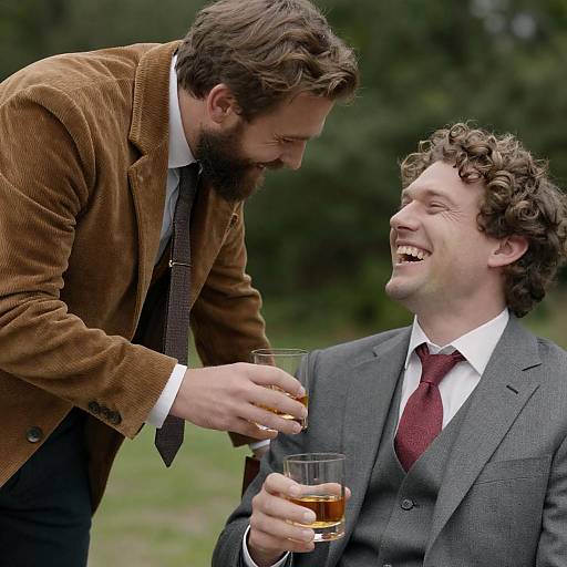 Outdoor Portrait of Two Laughing Men