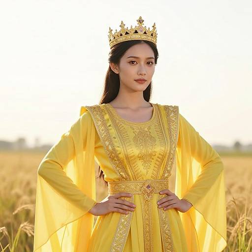 Regal Figure in Vibrant Yellow