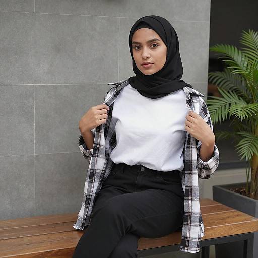 Young Woman Sitting on Bench