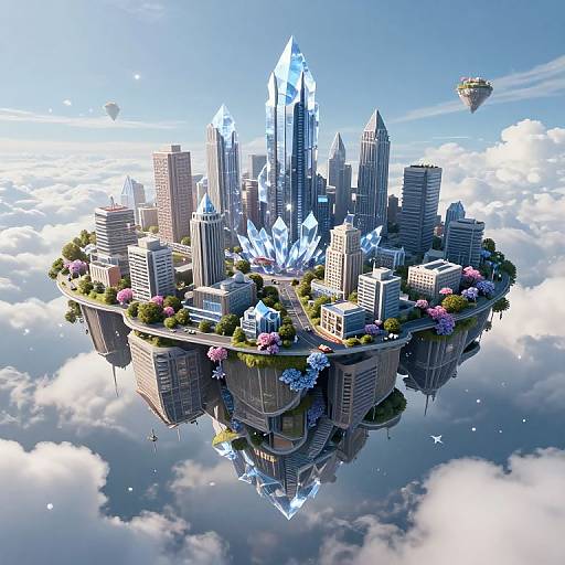 Upside-Down Cities Beneath Floating Islands