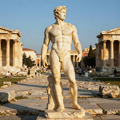 Jacked Greek Statue at Golden Hour