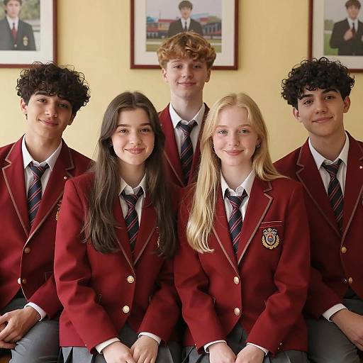 Vibrant Group Photo in School Blazers