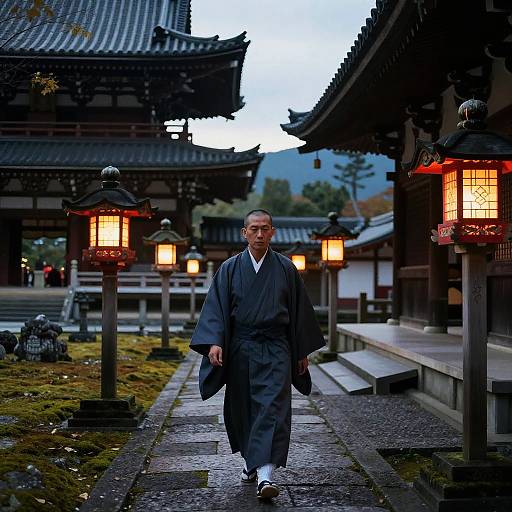 Ikkyu Walking Through Twilight Temple