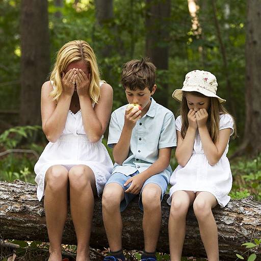 Emotional Reunion in Sunlit Forest