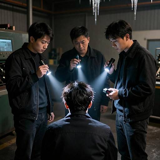 Mysterious Encounter in an Industrial Scene